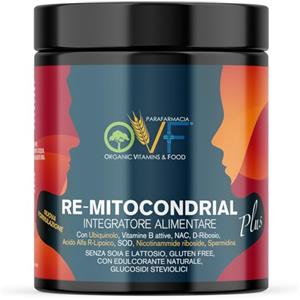 PARAFARMACIA, ORGANIC VITAMINS & FOOD OVF Remitocondrial 420 g, Contiene 28 Principi Attivi in Sinergia per Energia mitocondriale, Contrasta Stress Ossidativo, vitamine del gruppo B, Ubiquinolo, Acido R Alfa Lipoico, Spermidina e NAC