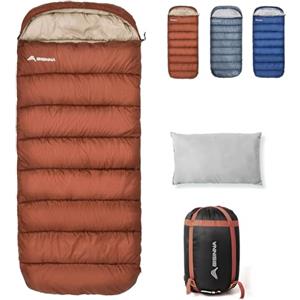 BISINNA Sacco a Pelo XXL per Adulti Grandi e Alti, 3-4 Stagioni Taglie Forti Sacco a Pelo Leggero e Impermeabile Caldo e Comodo Ottimo per Campeggio Escursionismo Escursionismo