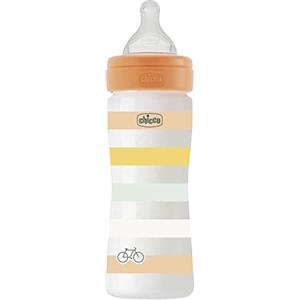 Chicco Biberon Benessere Flusso Medio, con Tettarella Physio in Morbido Silicone e Finitura Soft Sense, Anticolica, Riduce Rigurgito e Irritabilità, Bottiglia in Plastica da 250 ml, 2 Mesi+, Neutro