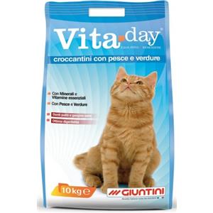 Giuntini Vita Day Croccantini per Gatti con Pesce e Verdure - Alimento Completo da 10 Kg