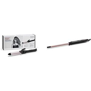 BaByliss C325E Pro 180 Medium Ferro Arriccia Capelli, Satin Touch, 25 mm & C449E Ferro Arricciacapelli Professionale Diametro 10 Mm, Rivestimento In Quartz-Ceramic, Rosa Nero