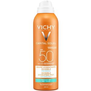 Vichy Capital Soleil Spray Invisibile Idratante SPF50 - 200 ml, Protezione Alta per Pelli Sensibili