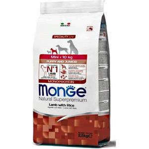 MONGE CANE CROCCHETTA MINI PUPPY & JUNIOR AGNELLO E RISO 2,5 KG