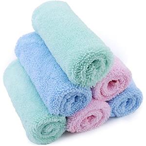 Polyte - asciugamano per neonato in microfibra premium anti-pelucchi - ipoallergenico - blu, rosa, verde - 25 x 25 cm - 6 pezzi