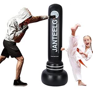 JanTeelGO Sacco da Boxe Gonfiabile per Bambini e Adulti: JanTeelGO Sacco da Boxe da Terra 180cm - Sacchi da Boxe, 0.4mm Spessore PVC Pungiball Bambini - Tumbler Rimbalzo Immedi