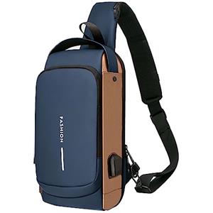 Long Keeper Zaino Monospalla Antifurto Donna Uomo - Impermeabile Borsa Tracolla con Porta USB Multifunzione Zaino da Viaggio Moto