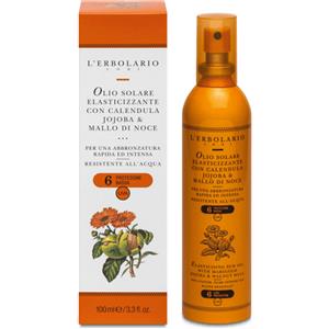 L'Erbolario OLIO SOLARE ELASTICIZZANTE CALENDULA/JOJOBA/MALLO DI NOCE SPF6 100 ML