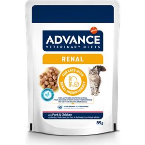Advance Veterinary Diets Feline Renal - Alimento Umido per Gatti Adulti, Bustina da 85 g, Basso Contenuto di Fosforo e Proteine di Alta Qualità