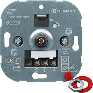 Ehmann 4300x0000 Dimmer a Taglio di Fase, 230 V, 50 Hz, Potenza: 60 - 400 W/VA, con Adattatore per Programmatore, Argento