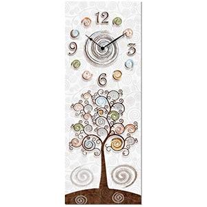 Lupia - Orologio da parete Decorativo in legno CLOCKART Albero della vita con stampa in alta qualita' 30x80 cm Tree White