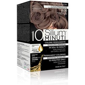Silium Colorazione Permanente 10 Minuti Biondo Chiaro Intenso 8.0 - 100% Copertura Capelli Bianchi, Arricchita con Argan e Jojoba