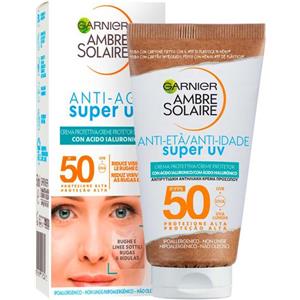Garnier Ambre Solaire Crema Protettiva Viso SPF50 con Acido Ialuronico - Anti-Age Super UV 50ml