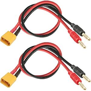 WOODGUILIN XT30 - Adattatore spina a banana da 4 mm, connettore XT30, cavo di ricarica con cavo da 30 cm, 16 AWG per elicotteri RC, quad-rotore aereo (2 confezioni XT30)