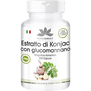 herba direkt Estratto di Konjac - Con Glucomannano - 240 capsule - 100% vegetariano | HERBADIREKT by Warnke Vitalstoffe - Qualità da farmacia tedesca