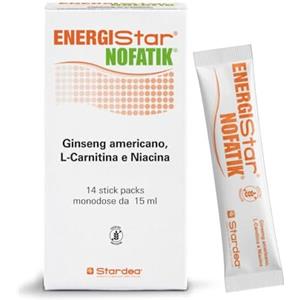 STARDEA Srl Stardea Energistar Nofatik | Ginseng Americano, L-Carnitina e Niacina | Riduzione Stanchezza e Metabolismo Energetico | Senza Glutine | 14 Stick Packs Monodose da 15 ml