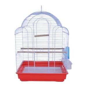 Pet's Solution - Gabbia per Uccelli come Canarini, Spaziosa e Robusta, con Fondo Estraibile, 1 Beverino, 2 Mangiatoie, 2 Posatoi in Legno e 1 Altalena - Rosso