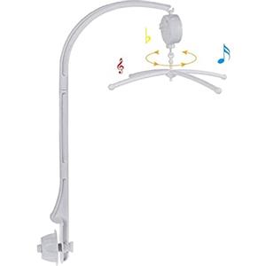 JZK Giostrina culla neonato musicale giostrina lettino con musica wind up carillon + porta giocattoli + braccio, Rotazione automatica Senza batteria