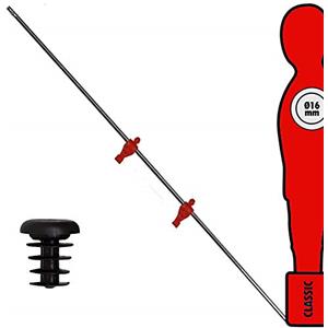 grandeemporio Calcio Balilla Asta Singola Passante (Uscente) Universale terzini, con 2 ometti Rossi. Asta Diametro mm.16, Lunghezza cm.121.