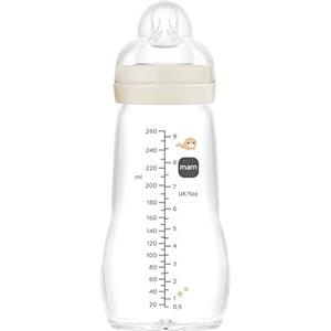 MAM Biberon in vetro, 2-4 mesi, 260 ml, con tettarella 2 a flusso medio in silicone, facile da pulire, Feel Good, neutro, confezione da 1