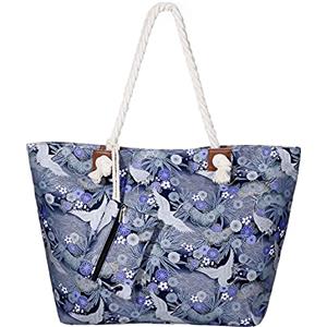 MASADA Grande borsa da spiaggia idrorepellente con cerniera Art Deco