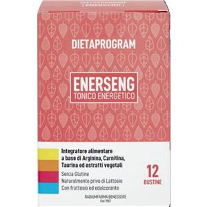 Dietaprogram Enerseng tonico energetico 12 bustine da 10 ml - PRONTO DA BERE - Integratore alimentare a base di arginina, carnitina, taurina ed estratti vegetali - GLUTEN FREE - NATURALMENTE PRIVO DI LATTOSIO