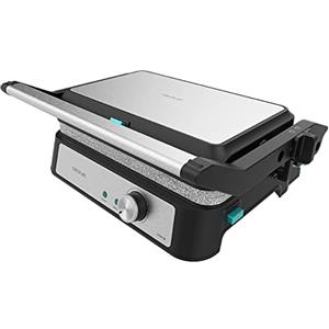 Cecotec Griglia elettrica Rock'n Grill 1500 Take&Clean Stone. 1500 W, rivestimento RockStone, piastre rimovibili e lavabili in lavastoviglie, apertura 180°, piastra superiore galleggiante