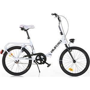 Cicli Puzone BICI MISURA 20 PIEGHEVOLE DINO BIKES BICICLETTA SENZA CAMBIO 1V UNISEX UOMO DONNA AURELIA FOLDING MODELLO GRAZIELLA ART. 321 MADE IN ITALY (BIANCO NERO)