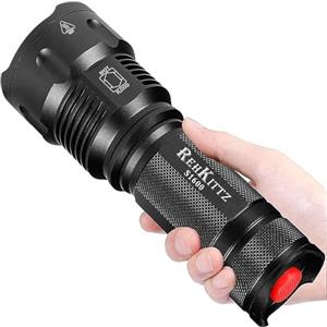 REHKITTZ Torcia LED, 3300 Lumen, Super Luminosa | Corpo Grande, Zoom Regolabile, Lunga Autonomia, Robusto Corpo in Alluminio, Resistente agli Spruzzi, 3 Modalità