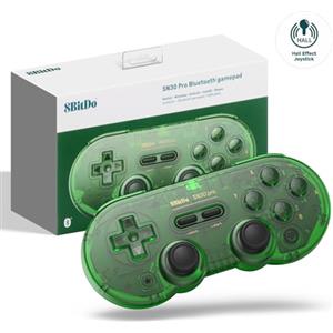 8Bitdo Controller di Gioco Bluetooth SN30 PRO Compatibile con Switch PC, Aggiornamento Joystick Effetto Hall, Gamepad Wireless per PC, Windows, Android, macOS, Steam, Raspberry Pi (Verde Trasparente)
