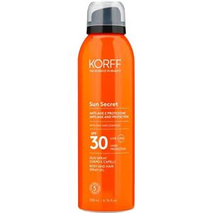 KORFF Sun Secret Olio Spray Corpo e Capelli SPF30 - 200ml, Leggero e Idratante, Resistente all'Acqua