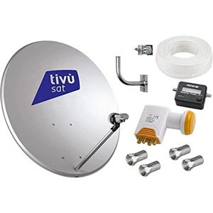 ANFEL KIT SAT COMPLETO PARABOLA 80 CM LNB 4 USCITE STAFFA SAT FINDER CAVO E SPINOTTI