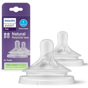 AVENT Philips Avent Tettarella per biberon Natural Response - 2 tettarelle per biberon a flusso 1, per neonati, senza BPA (modello SCY961/02)