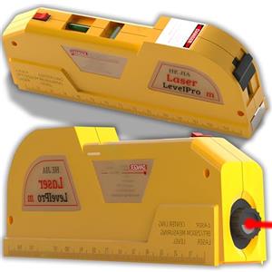 Retoo Livella laser 3 in 1, 250 cm, righello in acciaio 16 cm, verticale orizzontale, multifunzione, fai da te, ristrutturazione, misurazione di precisione, colore giallo