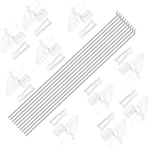 WMYCONGCONG 10 pezzi 1,2 x 210 mm in acciaio + 10 pz micro corna di controllo in nylon 21 x 11 mm, 4 fori per RC aereo aereo fai da te parti