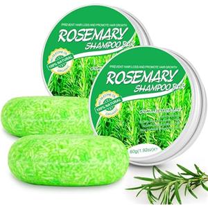 HXTMKT Shampoo Solido Rosmarino, Naturale Shampoo Bar Sapone per Crescita Capelli, Bio Shampo Solido per Capelli Grassi Secchi Antiforfora Danneggiati e Trattati per Donna Uomo, 2 Pezzi Ogni 60g