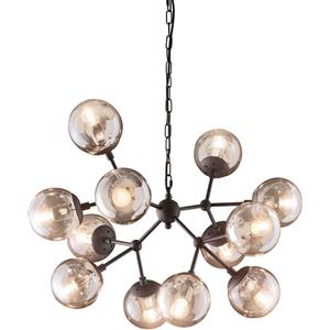 Ideal Lux KEPLER SP12 - Lampada a Sospensione 12 Luci in Metallo Nero e Vetro Soffiato