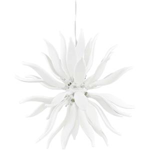 Ideal Lux Lampada a Sospensione Leaves SP12 - 12 Luci, Metallo Bianco e Vetro Soffiato