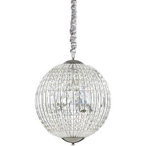 Ideal Lux Lampada a Sospensione LUXOR SP6 - 6 Luci, Metallo Cromato e Cristallo Molato