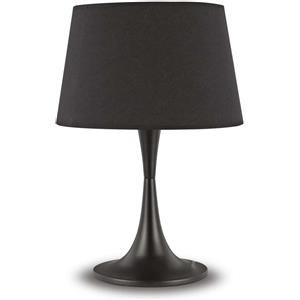 Ideal Lux Lampada da Tavolo LONDON TL1 BIG NERO - Metallo Opaco, Paralume in Tessuto, 1 Luce