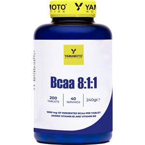 Yamamoto Nutrition BCAA 8:1:1 - 200 Compresse, 100% Aminoacidi Ramificati da Fermentazione Vegetale, Senza Glutine e Lattosio