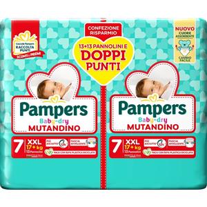 Pampers Baby-Dry Mutandino XXL 26 Pezzi - Pannolino con Fascia Elastica Avvolgente per Bambini 17 kg