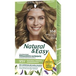 Schwarzkopf Natural&Easy Colorazione Permanente Biondo Scuro Naturale N.550 - 93% Ingredienti Naturali, Copertura Perfetta e Luminosità