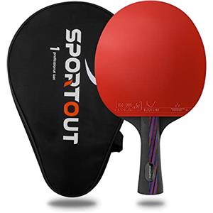Sportout Racchette Ping Pong - 7 Strati, ITTF Approva la Gomma Racchetta da ping pong, Spugna 2mm Racchetta da Ping Pong Professionale per Allenamento e Competizione Insieme a Custodia