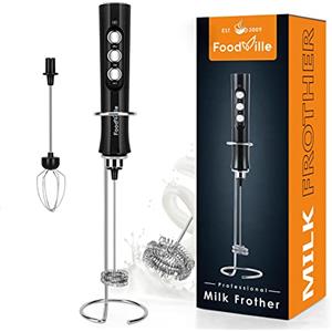 FoodVille MF02 Montalatte Elettrico USB Ricaricabile con Frusta Inossidabile per Cappuccino, Latte, Bulletproof Coffee, Dieta Cheto, Proteine in Polvere, Matcha