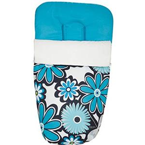 Originalbaby Sacco universale per passeggino, con coprigambe, in pile, sfoderabile con cerniere, lavabile in lavatrice, motivo fiori turchesi