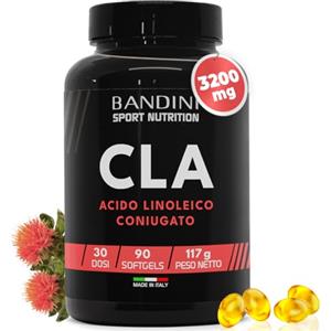 Bandini® CLA 3200mg, Integratore di Acido Linoleico Coniugato, Olio di Cartamo Puro, Fonte di Acidi Grassi Omega 6, Per Sport, Palestra e Allenamento, Alto dosaggio, 90 Capsule Molli (Softgels)