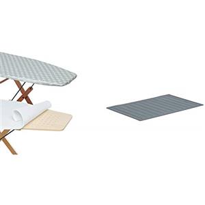 Foppapedretti Copertina con Mollettone Ricambio per ASSE da stito con Piano da 101 x 49 cm & Tappeto Porta Ferro Ricambio per Assai, Grigio