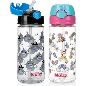 Nuby Borraccia in Tritan 540ml con Cannuccia Morbida a Scatto - Ideale per Bambini 3 Anni