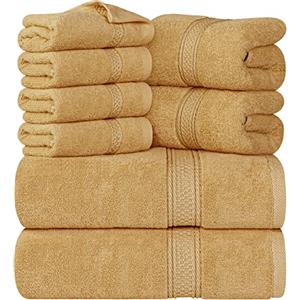 Utopia Towels, Set Di Asciugamani Da 8 pezzi, 2 Asciugamani Da Bagno, 2 Asciugamani a Mano e 4 Panni Da Lavare, Altamente Assorbente Per Bagno, Palestra, Hotel e Spa (Beige)