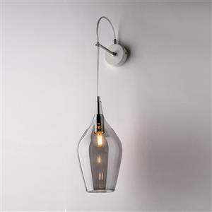 Bonetti Illumina Applique Contemporanea Ares in Ferro e Vetro Grigio Fumè, 1 Luce E14